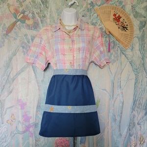 Vintage Apron Handmade 90s Vintage Dark Blue